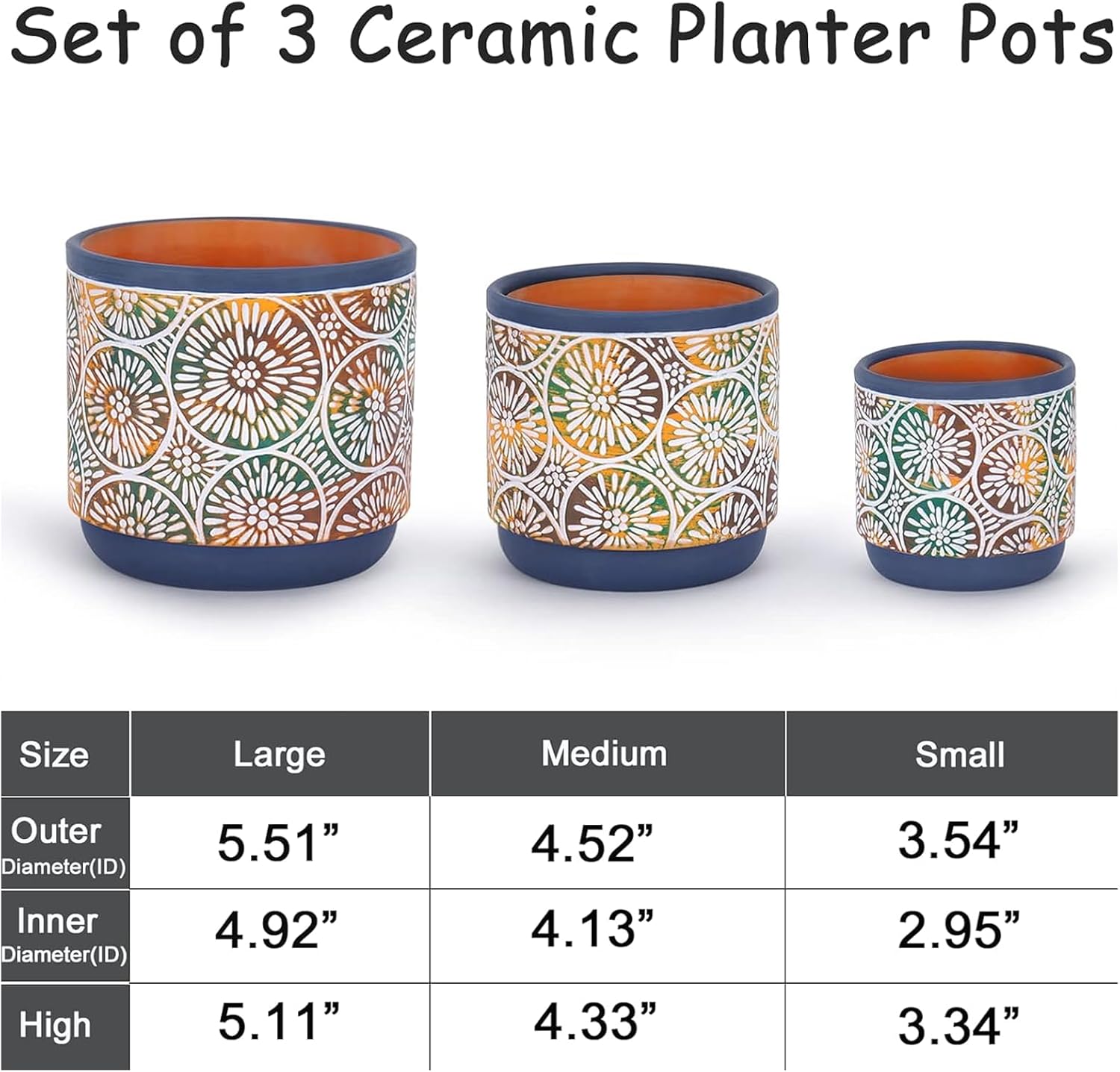 3 Piece Ceramic Plant Pots Ind - Snake Plant Ceramic 评论和价格